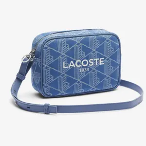 Lacoste NF5007HK Monogram Denim Crossbody Bag Sporty Everyday Style with Adjustable Strap & Zip-Top Closure