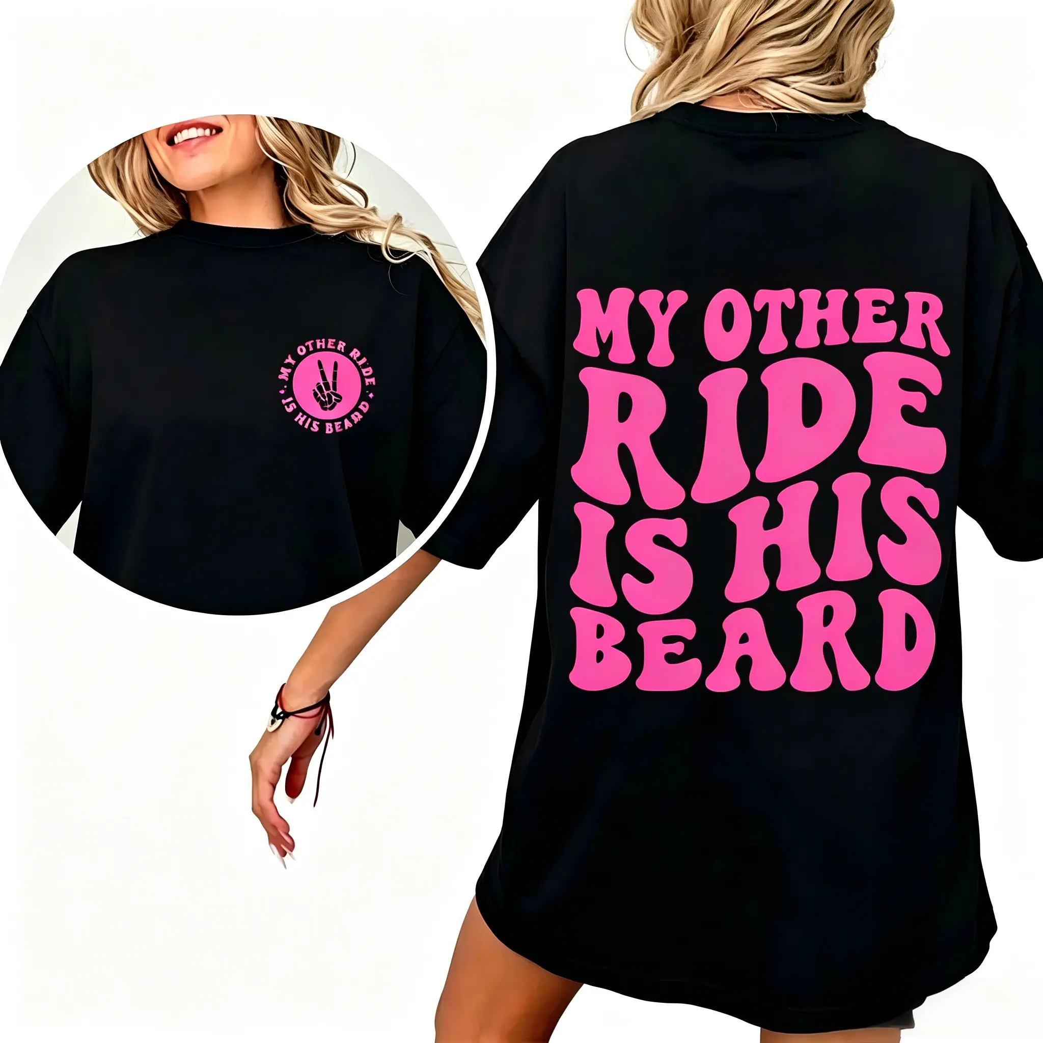 funny shirt my other ride is his beard humor cute popular trending Short sleeve Top Unisex Tshirt,Casual,shop