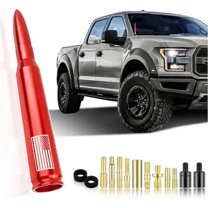 Car Bullet Antenna,Truck Exterior Decoration Accessories Car Vehicle Replacement Antenna Conpatible with Ford F150 RAM 1500 GMC Heavy Duty Pickup Trucks Accessories (New Upgrade Red-U.S. Flag