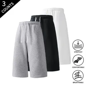 3-Pack Summer Vibes Men’s Solid Color 7/8 Length Capri Pants – Loose Casual Streetwear Pants