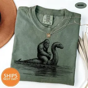 Funny T Shirts | Bigfoot Shirts | Hilarious Loch Ness Monster Really Vintage Shirt | Funny Sasquatch Graphic Big Foot Shirt