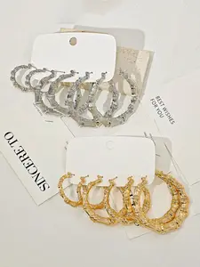 Women's Bamboo Style High Quality Earrings Set, Casual Iron Chain Design, All Season Jewelry Collection, Perfect Gift Idea for Women & Girls