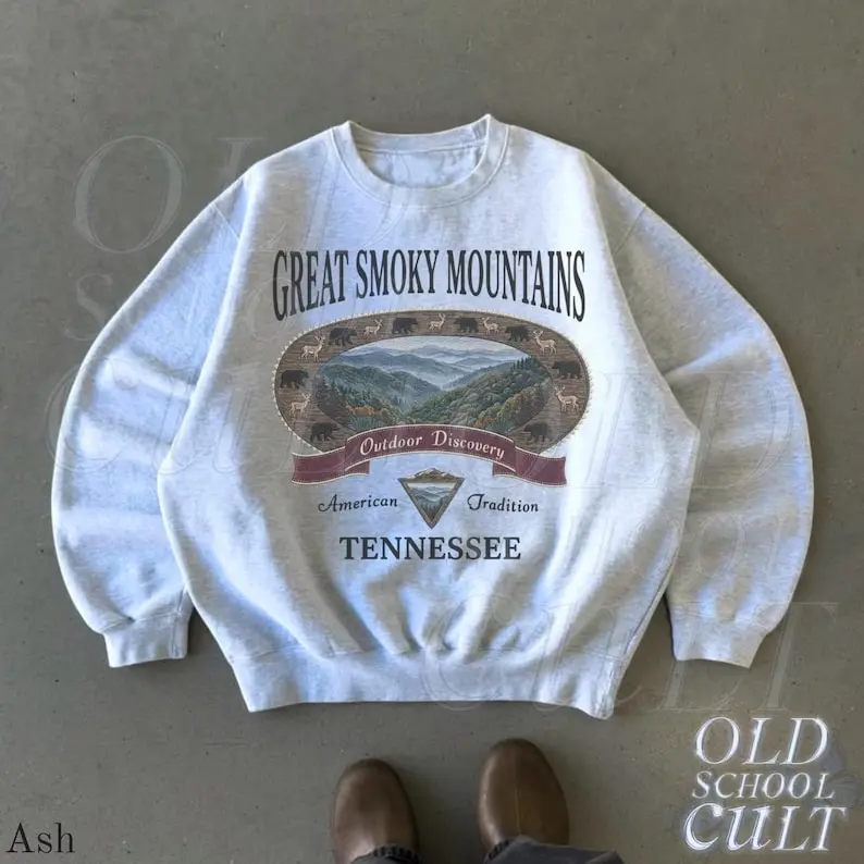Retro Great Smoky Mountains Tennessee Sweatshirt, Vintage 90s Retro National Park Crewneck, Nostalgia Hiking Old School Gift
