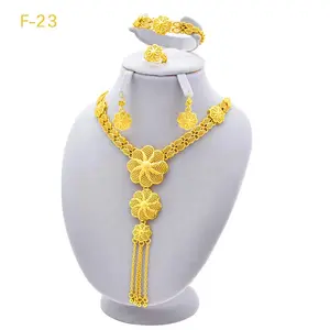 Arabic Dubai 24k Gold Plated Jewelry Set For Women Party African Big Necklace Sets Indian Bridal Wedding Gifts Jewelry Sets