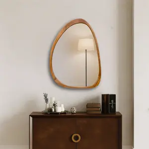 Asymmetrical Oval Mirror - Decorative Glass Mirror with Unique Shape for Home Decor
