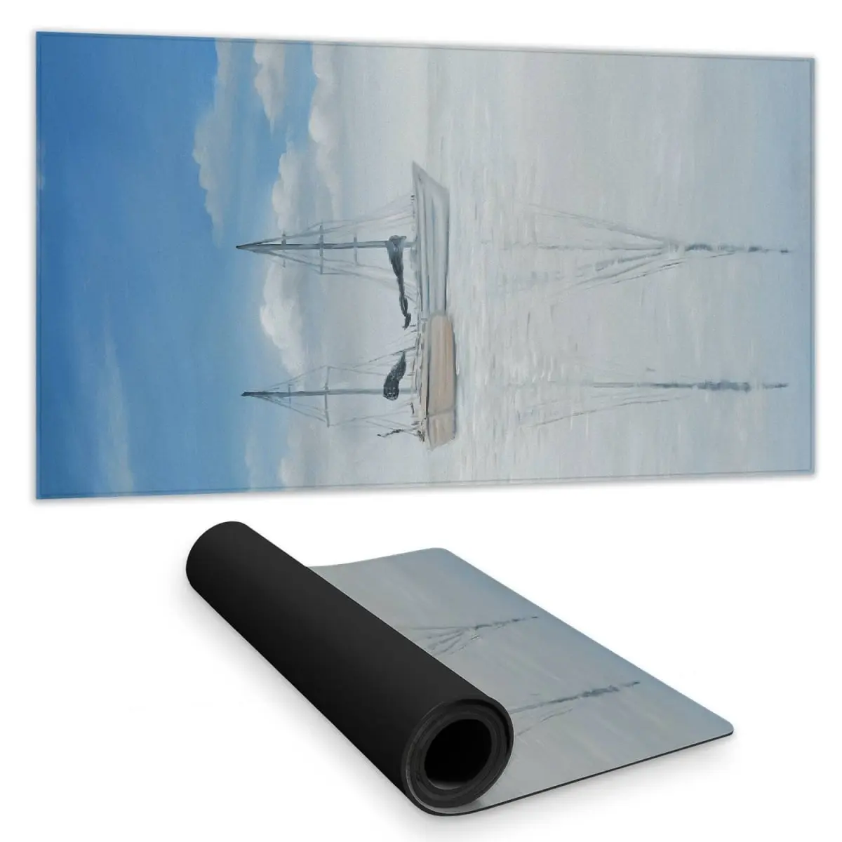 360 stand 16x32 in Nautical Desk Mat - 2 Sailboats on Quiet Lake, Coastal Theme, Vibrant Print, Smooth Surface, Water Repellent, Rubber Base, Laptop Safe, Coastal Bedroom Decor, Desk Protection, Nautical Mat, Home Office Decor, Water Repellent Face, 16 X,