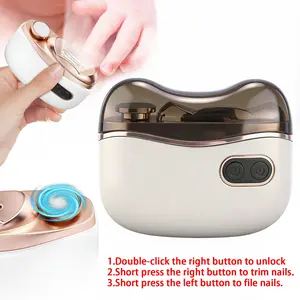 2 in 1 Electric Nail Clipper Polisher with Light & 2 Speeds, Automatic Nail Trimmer Cutter & Polishing Grinder, Rechargeable Babies Kids Seniors Adults Fingernail Scissors
