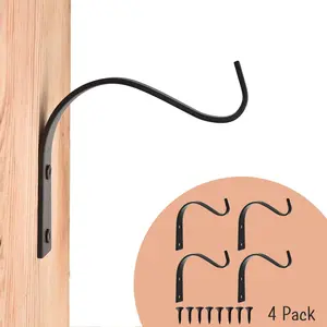 4-Pack 4-Inch Minimalist Iron Wall-Mounted Plant Hanger Brackets, Rustic Decor Hooks for Indoor and Outdoor Home Organization