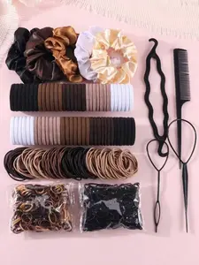 Women's Basic Hair Accessory Set, Simple Versatile Large Bow Hair Ties, No Damage High Elasticity Rubber Bands, Ponytail Braids Hair Rope, Scrunchies, Ponytail Hairstyle
