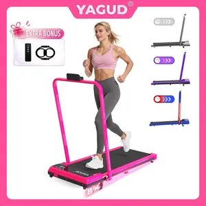 【Colorful Handrail】 YAGUD Upgraded Folding Treadmill , Low-Noise Motor – 265lbs Weight Capacity Spacious Belt Walking Pad, Dual Shock Absorption, Remote Control & Wheels for Easy Moving – Includes Free Resistance Bands