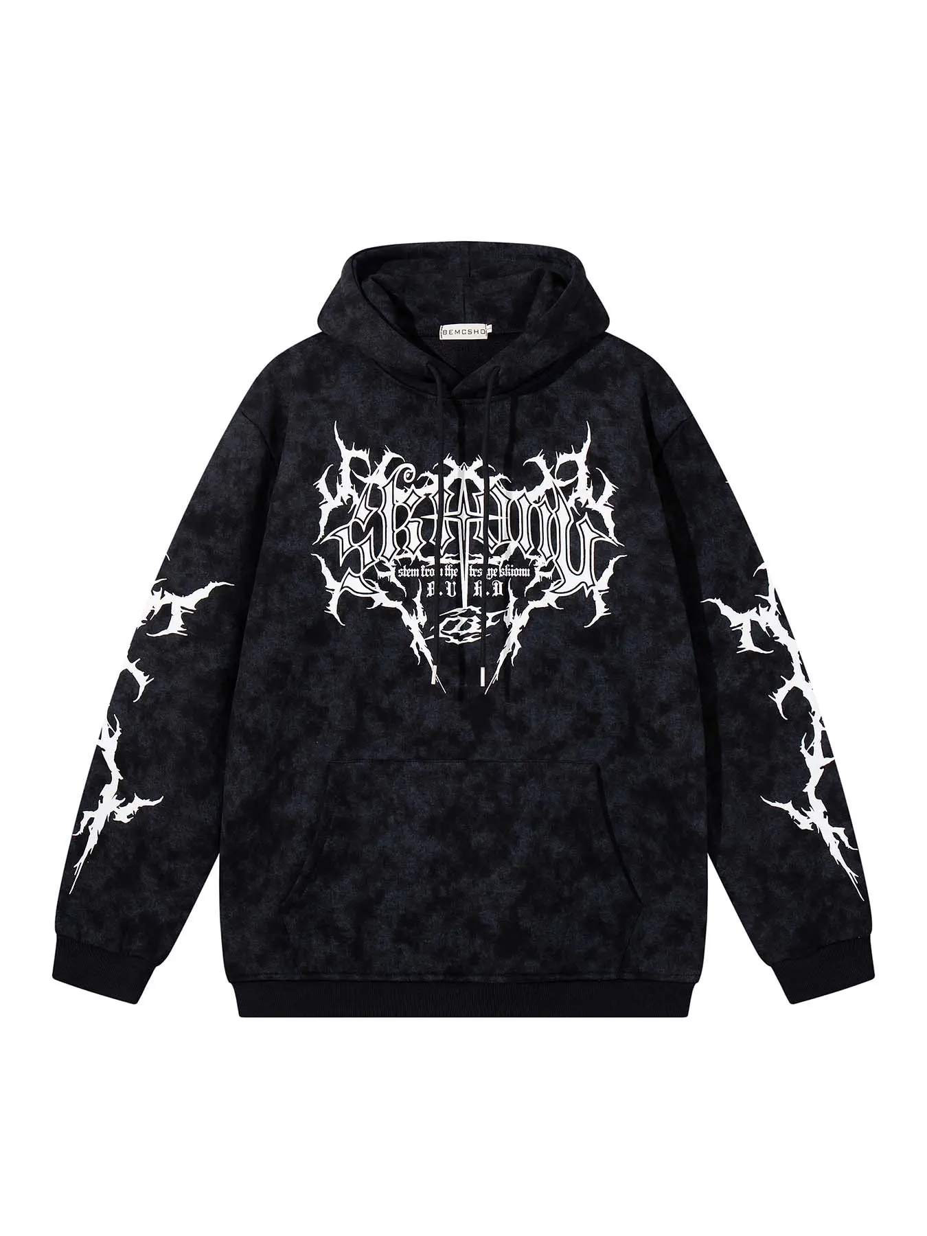 Men's American Vintage Washed Tie-Dye Cross Ink Print Hoodie, Trendy Fashion Casual Versatile Pullover Sweatshirt Jacket, Casual Pullover Hoodies