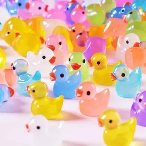 100pcs/32pcs Glow in Dark Mini Duck Figurines Random Colors, Resin Tiny Ducks for DIY Craft Micro Landscape Terrarium, Fairy Garden Birthday Party Outdoor Decor