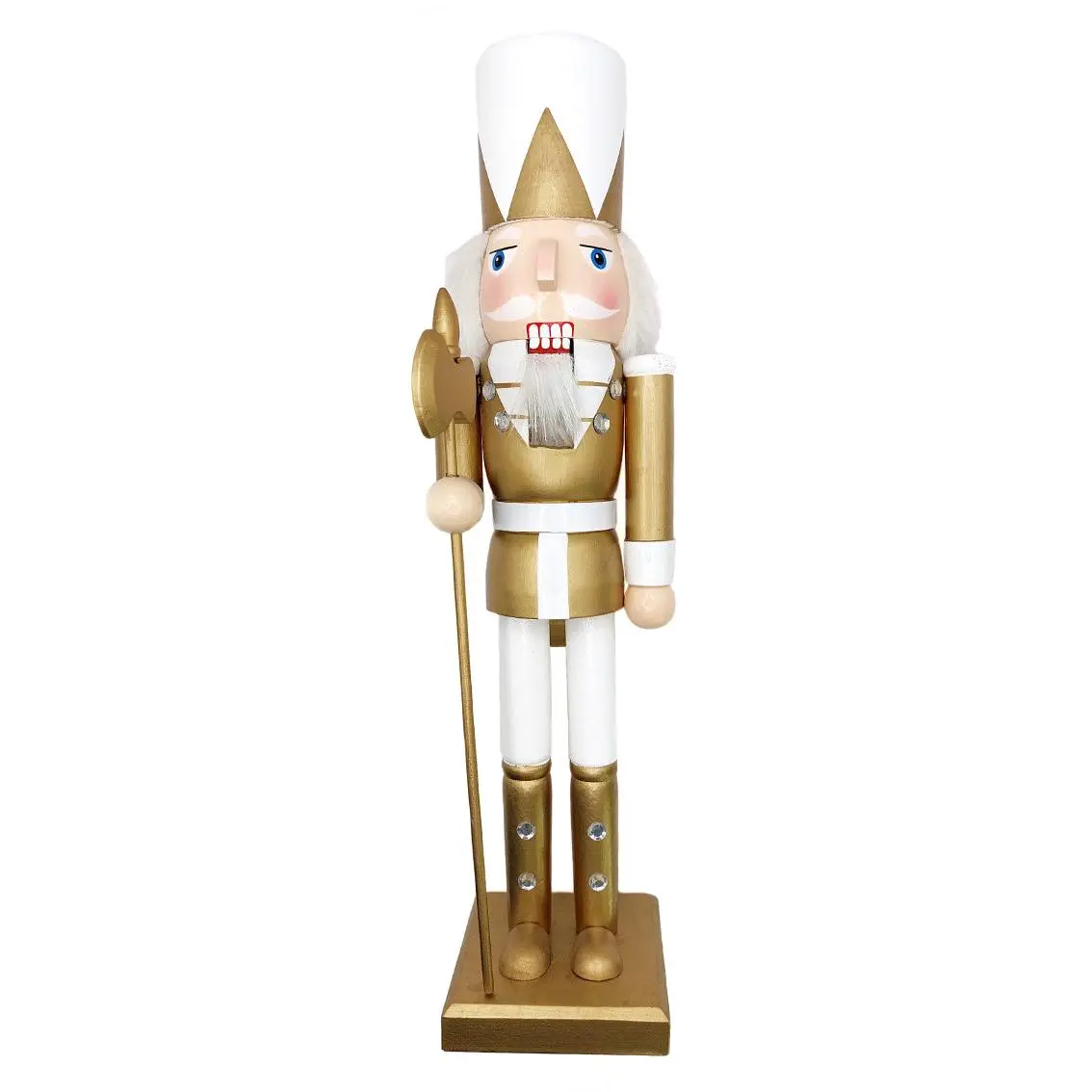 White and Gold Axe Soldier Wooden Nutcracker F07M6-24D