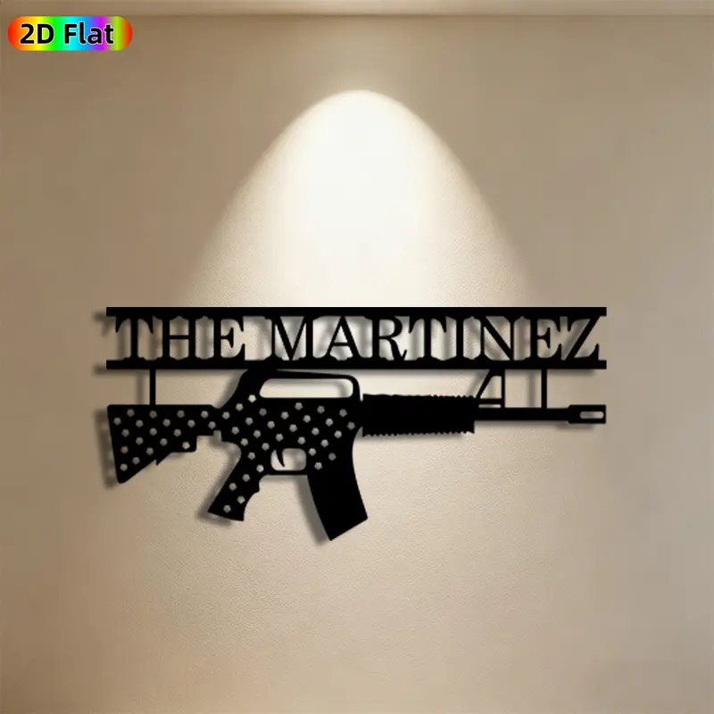 1pc Rifle Metal Wall Art,Rifle Statue Mural, Ideal Gift for New Year, Christmas, Weapon Decor Enthusiasts, Weather-Resistant Metal Wall Decor Wall Sculptures, Perfect for Outdoor Wall & Garden Fence Weapon Enthusiasts