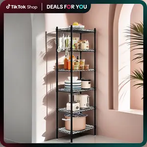 dealsforyoudays Shelf Metal Shelves 6 Tier Storage Rack Shelving Unit Organizer for Kitchen Laundry Garage Bathroom Pantry Closet Office