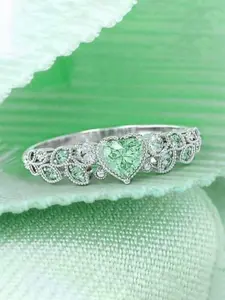 1pc Green Fashion Cubic Zirconia Heart Cluster Ring For Women For Wedding Engagement Anniversary Jewelry Valentine's Day Gift