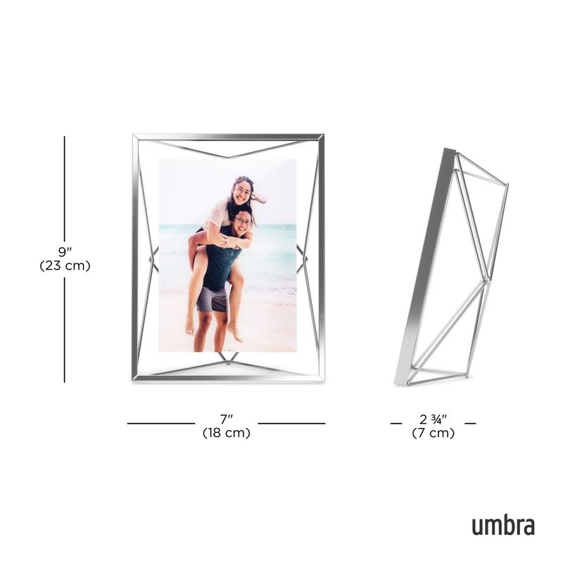 Umbra Prisma Picture Frame, Modern Geometric Wire Frame, Floating Photo Display for Wall or Tabletop Border Transparent