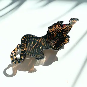 Velvet Claws Tiger Hair Claw Clip - Playful Whimsical Design for Full Updo & Voluminous Hair - 4.5" Acetate Lightweight Construction