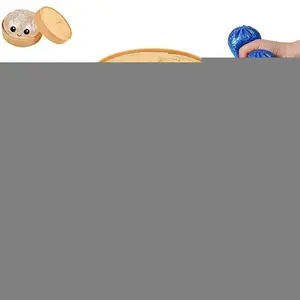 Colorful Dumpling Squishes Stress Balls with Steamer, Cute Anxiety Relief Toy, Soft Squeeze Decompression Dough for Adults, Simulation Food Squishies Bun (Glitter Blue, 1pcs)