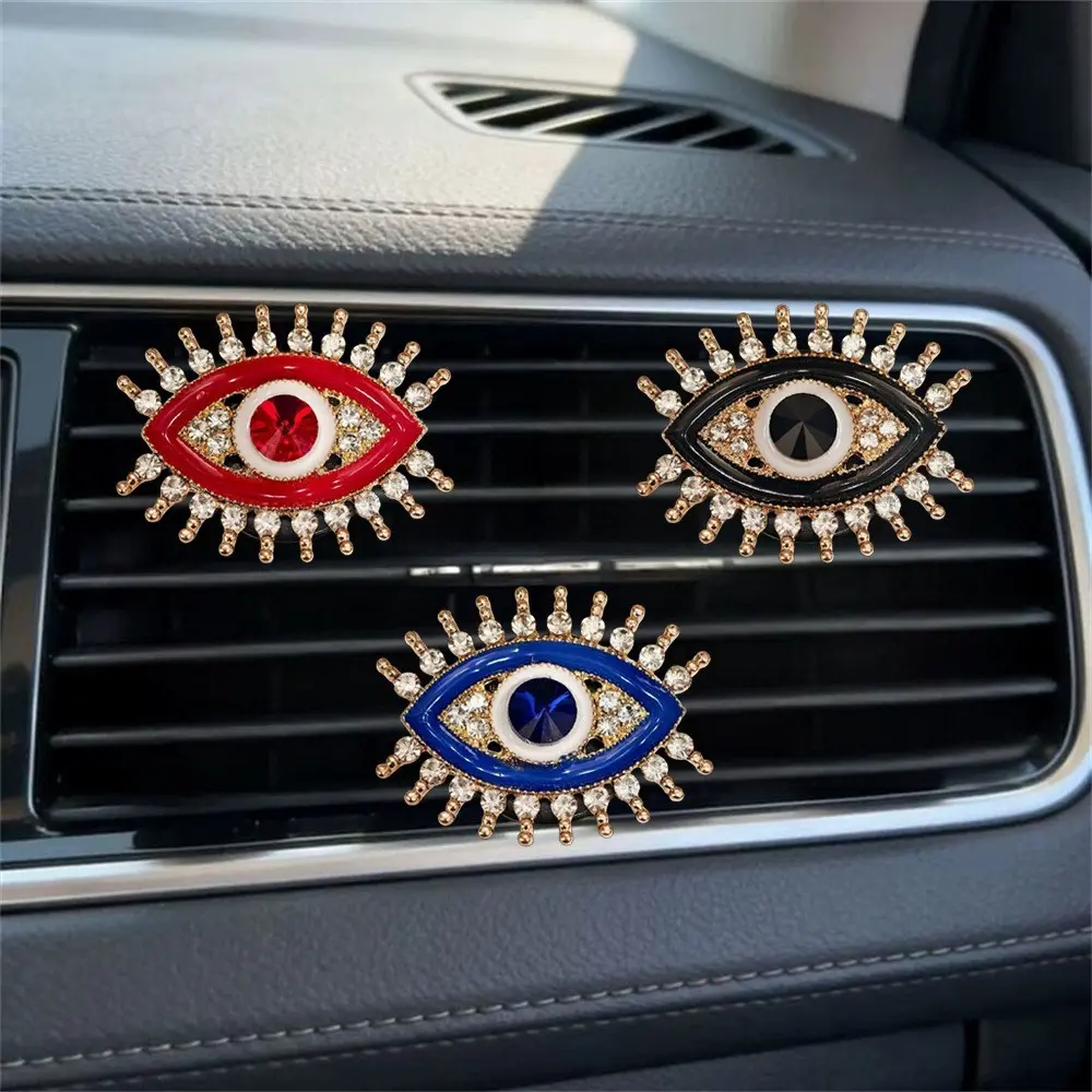 Demon Eye Car Vent Air Freshener Clip, Rhinestone Eyes Car Interior Decoration, Aromatherapy Perfume Holder, Car Fragrance, Car Interior Diffusers, Car Interior Accessories, 1 Count