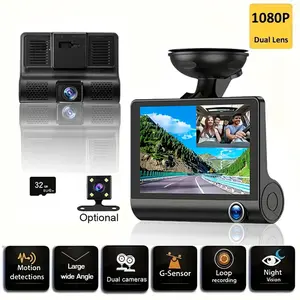 3-Lens Dash Cam, 1080P HD, Front/Rear Dual Recording, Infrared Night Vision, Reverse Camera