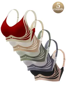 Women's Colorblock Vneck Wireless Bra, SoftComfortable Adjustable Straps BreathableBackless Style Bra, Casual Women's Lingerie forAll Seasons, Bras for Women, Lingerie forWomen,Womenswear, Underwear