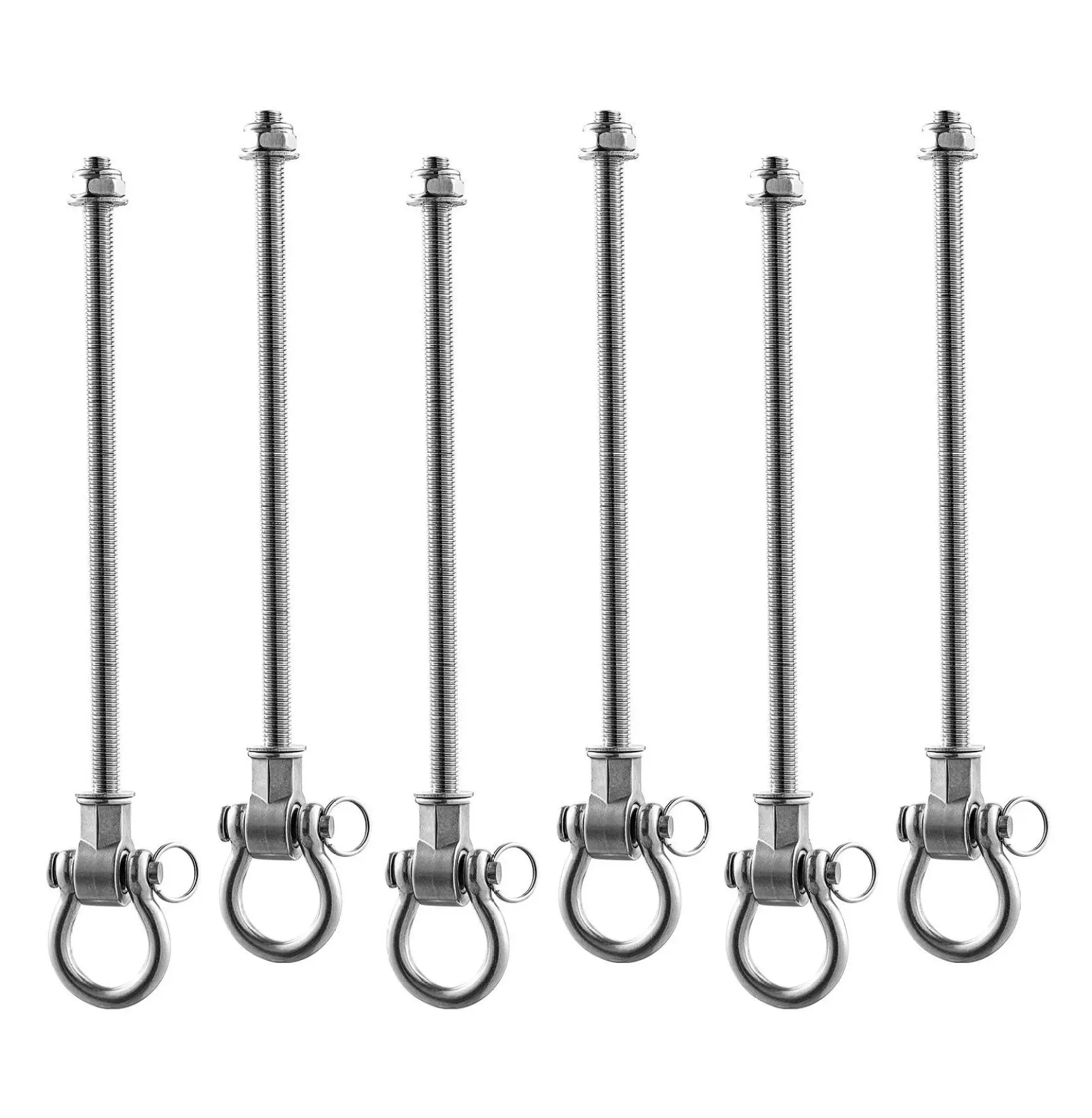 Swing Hangers 6 Pack, 850lbs Heavy Duty, Stainless Steel Swing Brackets with Bearings, for Hammock, Swing Set, Playground, Porch, Indoor Outdoor Drill Required & Bolt-On Installation