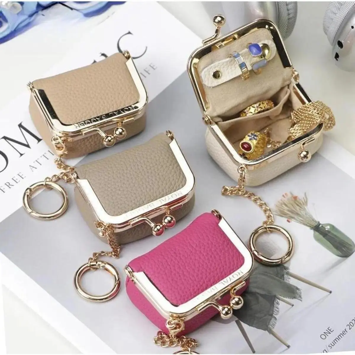 Women's Genuine Leather Slim Jewelry Pouch - RFID Blocking Jewelry Storage Organizer with Multi-Compartments, Padded Slots, Compact Mini Travel Accessory for Purse, Premium Mini Gift for Women, Mini Gifts For Women