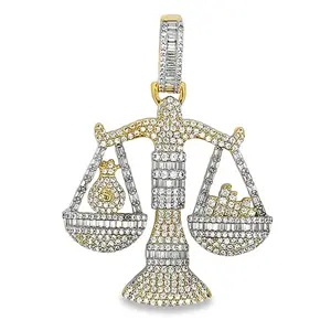 Money Hanging Scale CZ Hip Hop Iced Out Pendant