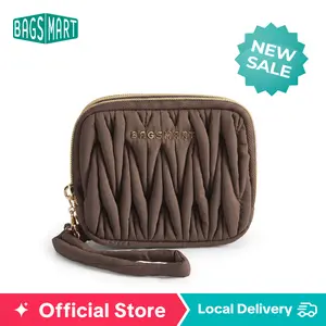 【NEW IN】BAGSMART Quilted Small Wallet, Compact 4.7"×3.5" Zipper Wristlet Purse, Water Resistant Lightweight Card Holder Coin Pouch for Women Daily Use & Gift