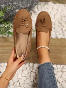 Women's Fashionable Solid Color Flat Shoes, Casual Comfortable Breathable Loafers for Daily Wear, Lightweight Breathable Shoes for All Seasons, Girl