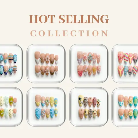 CuraTique Hot Selling Almond Press On Nails | 10PCS Reusable 3D Handmade Gel Nails, 2026 Fall and Winter Trendy Nail Art for Prom, Gel Nail Set, Glossy Reusable Nails,sohochic