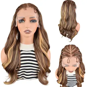 Body Wave Fiber Wig Braid Wig Hair Straight Fiber Wig Braid Wig Hair 30inch 13x6 HD Transparent Lace Straight 4/27 Dark Brown Hair Wig Colored Reddish Brown Lace Frontal Wigs  Pre Plucked Curly Blonde Wig