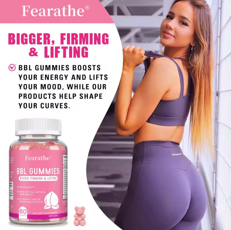 Fearathe BBL Gummies - 60 Count, Bigger Firming & Lifting Gummies, Made with All Natural Ingredients, Non-GMO Dietary Supplement