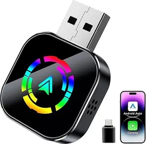 Wireless CarPlay Adapter, 2026 Upgraded Wired to Wireless for Apple CarPlay & Android Auto, Mini USB Design Car Play Adapter with Type-C Extension, Plug and Play, Stable Connection & No Latency