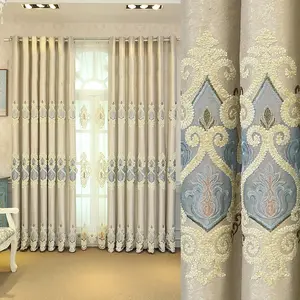 Luxurious European Style Thickened Custom Embroidered Sheer Decorative Curtains, Living Room Bedroom Large Window Drapes, Elegant Home Decor