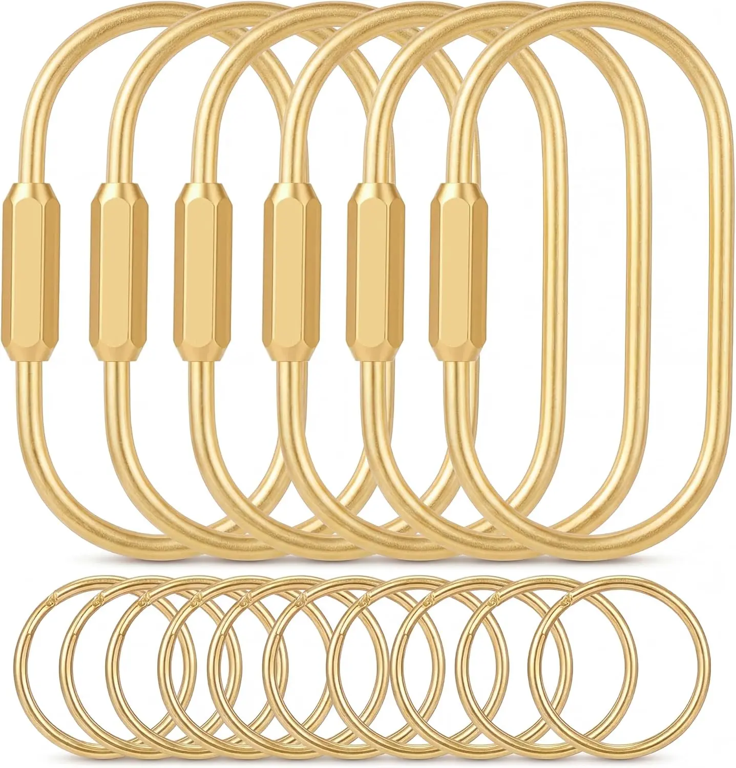 Gold Carabiner Key Ring Clip,Premium Brass Screw Locking Keychain Holder for Backpacks,Cute Bag Charms for Handbags & Purses,Durable Key Chain Hooks Accessories for Women & Men