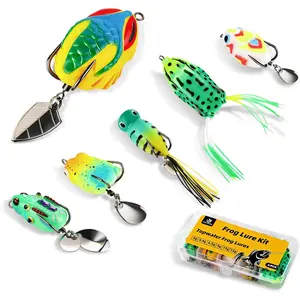 6 count Frog Lures , Topwater Fishing Lure Set for Bass Trout Pike with Weedless Hooks for Freshwater Saltwater