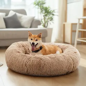 Pet Bed for Dogs and Cats – Machine Washable Cozy Nest with Long Plush & Waterproof Artificial Fur – Non-Slip Base for Small Dogs & Cats – Soft Warm Sleeping Mat
