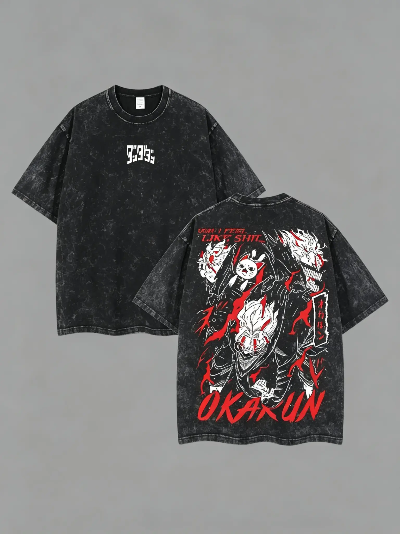 Retro Vintage Limited Turbo Baba Okarun - Dandadan Anime Double Printed Oversized Washed Tee Unisex Oversize Anime Manga Acid Washed Lightweight Cotton T-Shirt, Hoodies Wash Gift For Anime Fan, Anime Lover Crewneck Streetwear Relaxed Fit