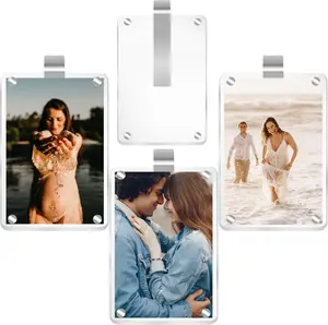 4 Pack Vertical Car Sunshade Photo Frame Clip - Acrylic Snap Clip Universal Fit for Cars, Holds 6*9 Photos, Random Color - DIY Customizable Car Decor, Perfect Gift for Couples, Family, Pet Memorabilia
