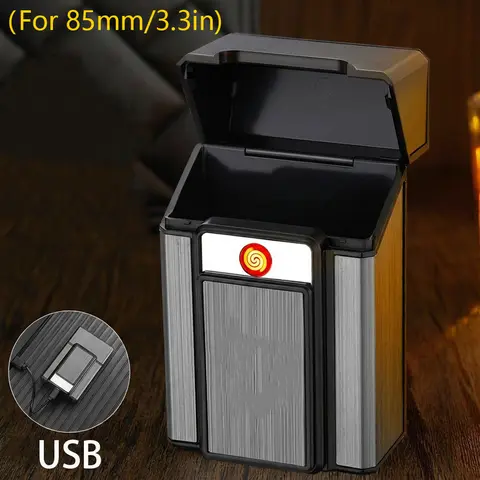 85mm Modern Multi-Function Metal 2-in-1 Lighter Accessories Box, Portable Windproof ABS Aluminum Alloy Organiser, for Kitchen Aromatherapy Candles & Outdoor Use, Ideal Gift for Men (Not for 100s)