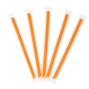 CCF Individually Wrapped PP Plastic Drink Straws - Orange L9" 8MM Diameter - 2500 Pieces/Case
