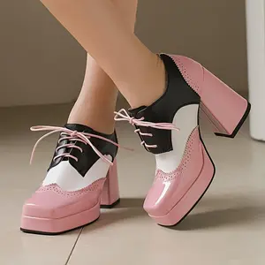 Vintage British Style High Heel Platform Mary Jane Shoes with Bow Details And Block Heels - Red And Black Colorway - Waterproof Platform - Breathable Material - Suitable for All Seasons - Perfect for Small Feet And Wedding Occasions - Made in Chengdu, Ch