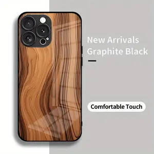 Brown Wood Grain Design Premium Tempered Glass Phone Case foriPhone 11,12, 13, 14, 15, 16,17 PIUS, Pro, and Promax, Including Pro and Pro Max Trendy Creative Simple Couple Cute Personalized Business Premium Phone Case
