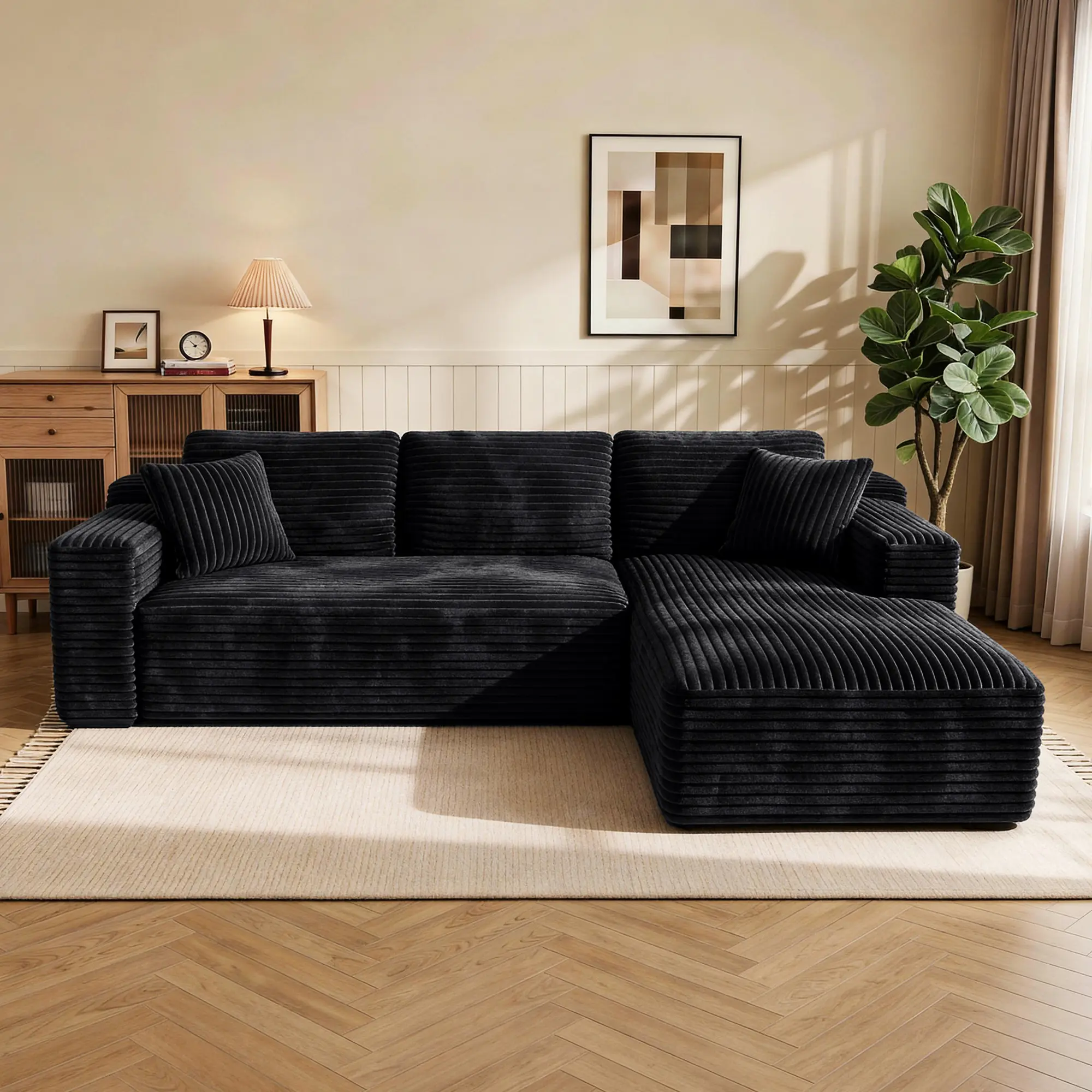 106in Black L-Shaped Right Chaise