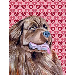 212 MAIN Newfoundland Heart Print Decorative House Flag Banner, 28x40 in Heavyweight Polyester, Weatherproof, Fade-Resistant Valentine’s Day Home Decor Banners