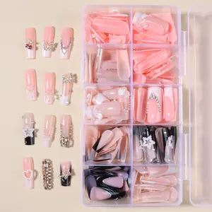 240pcs Removable Long Square Nails, Press-On False Nails, Party Nails, Y2K Style, Reusable Glossy Finish Nail Set for Parties & Daily Wear, Perfect Gift for Women, Glossy Fake Nails