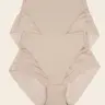 Leonisa 2-Pack High Waist Lace Classic Shaper Panties - Underwear for Women, Cotton Underwear, Striped Sheer, Sheer Lace Adds Sexy Classic Allure, Seamless