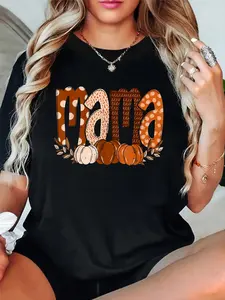 Funny Fall Vibes Coquette Bow Pumpkin Autumn Cute Fall Mama T-Shirt women's graphic tees